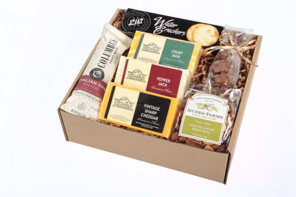 Gift Box with cheeses and gourmet food items
